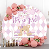Perl Teddy Tragen Es ist A Mädchen Runden Baby Dusche Hintergrund